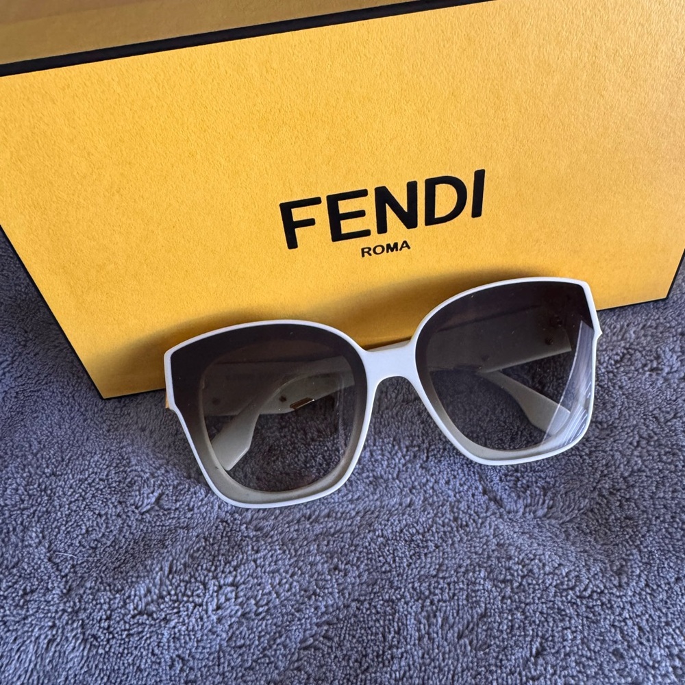 Fendi White Sunglasses Modern Oversized Design